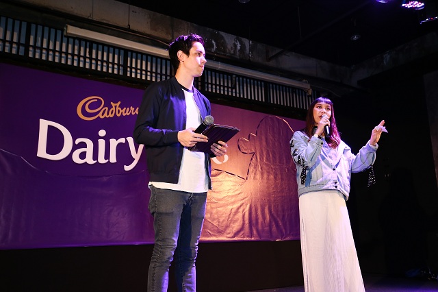 Cadbury Emcees Ryan Matjeraie and Hunny Madu showing the crowd why two great things are #BetterTogether.
